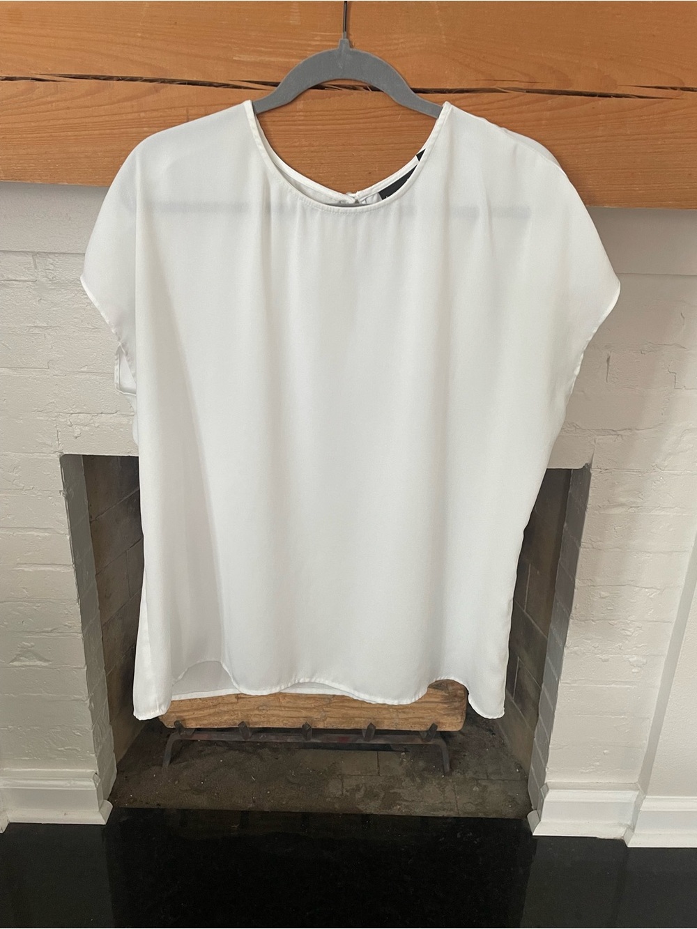 Halogen White Short-Sleeve Round-Neck Blouse size XL